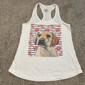 The Love Is Real Labrador Puppy Womems Medium White Tank Top